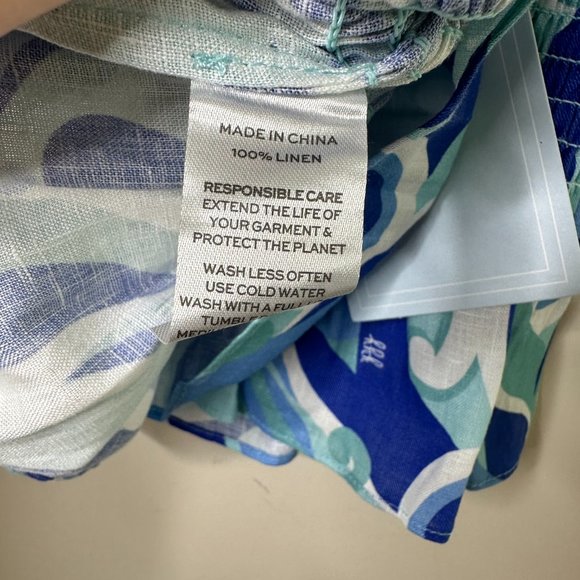 NEW Hill House Paz Top Size S Ocean Kaleidoscope Sleeveless Smocked Linen Nap - Picture 7 of 8